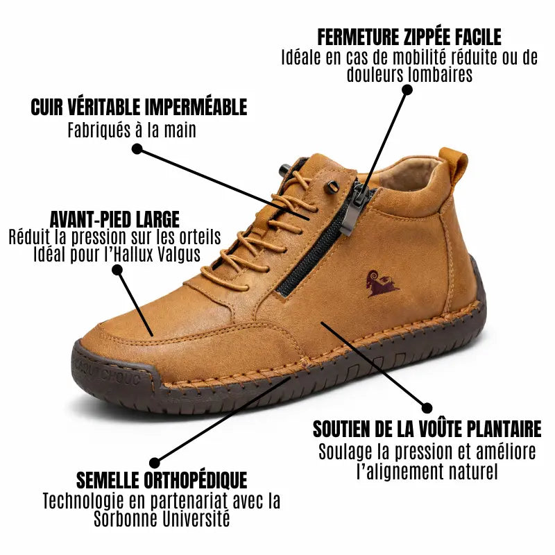 Baskets Orthopédiques Léa en Cuir Faite à la Main